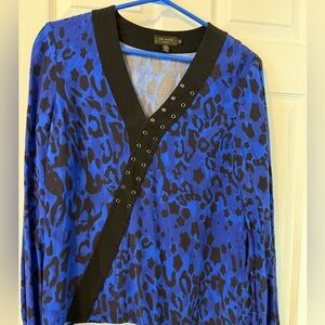 Ted Baker Blue and Black Animal Print Blouse